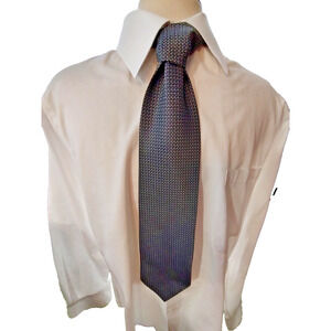 Umberto Frasi Men's Blue Silver Geometric Neck Tie Hand Made Polyester 57" X 4"